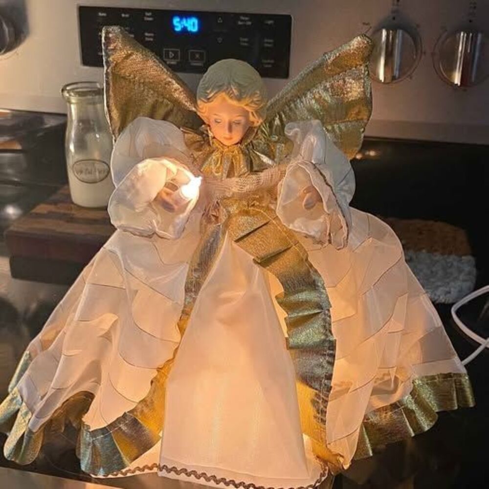 Vintage Lighted Animated Ange Tree Topper
